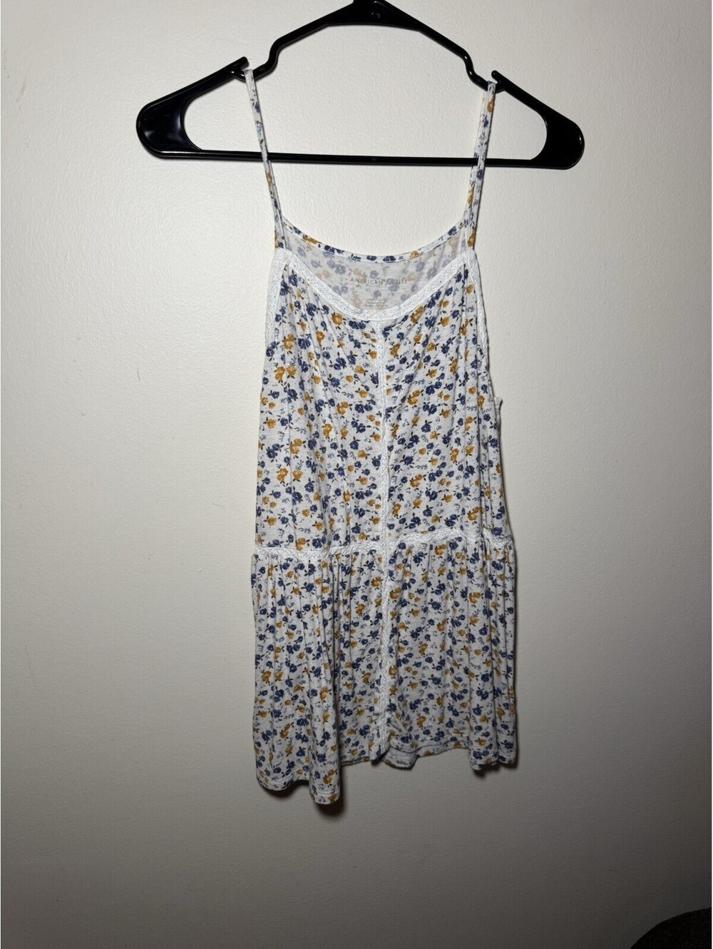 American Eagle Soft & Sexy Floral Camisole Blue and Yellow Summer Tank Top